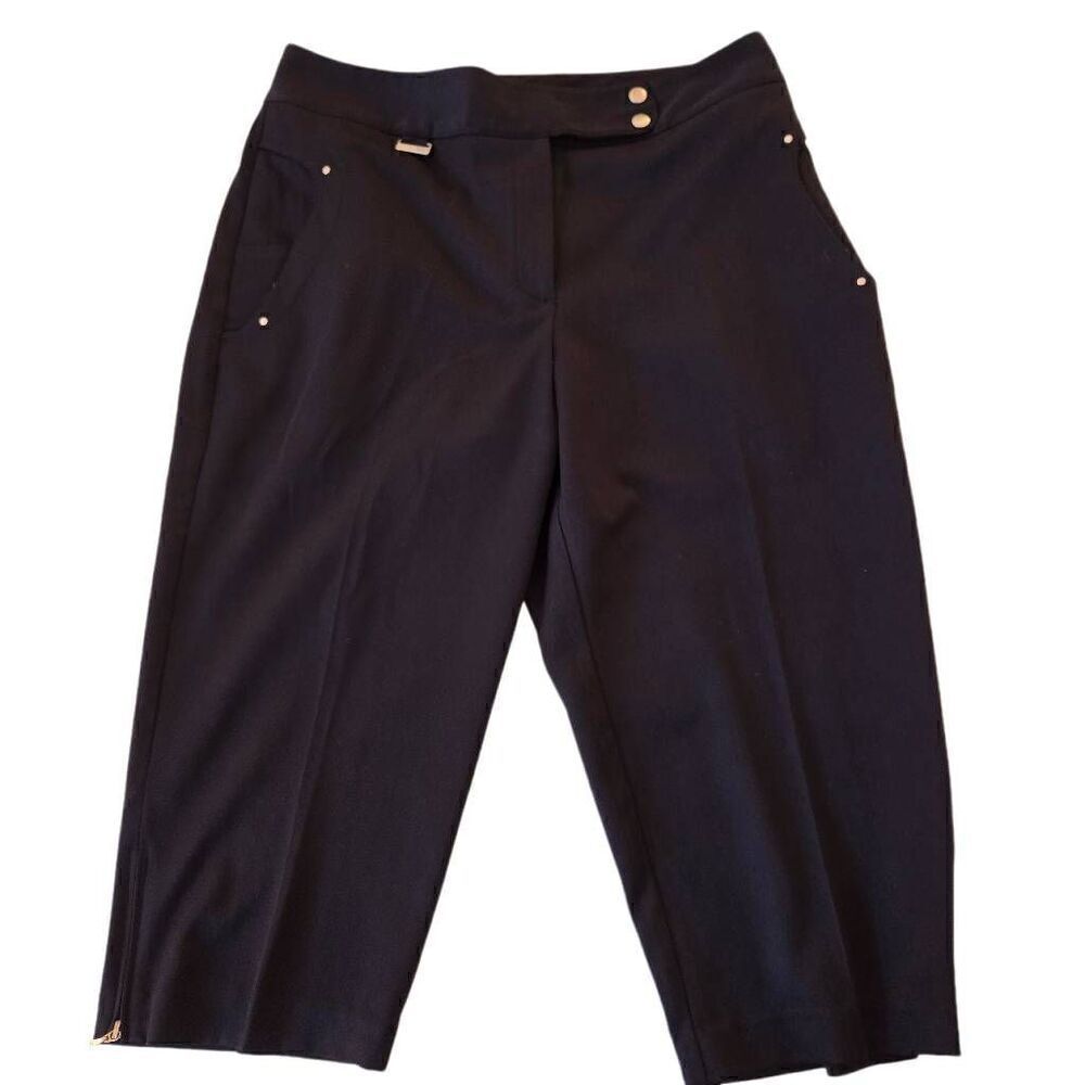 Bette and Court Womens Polyester Zip Closure Golf Capris Pants Black Size 6